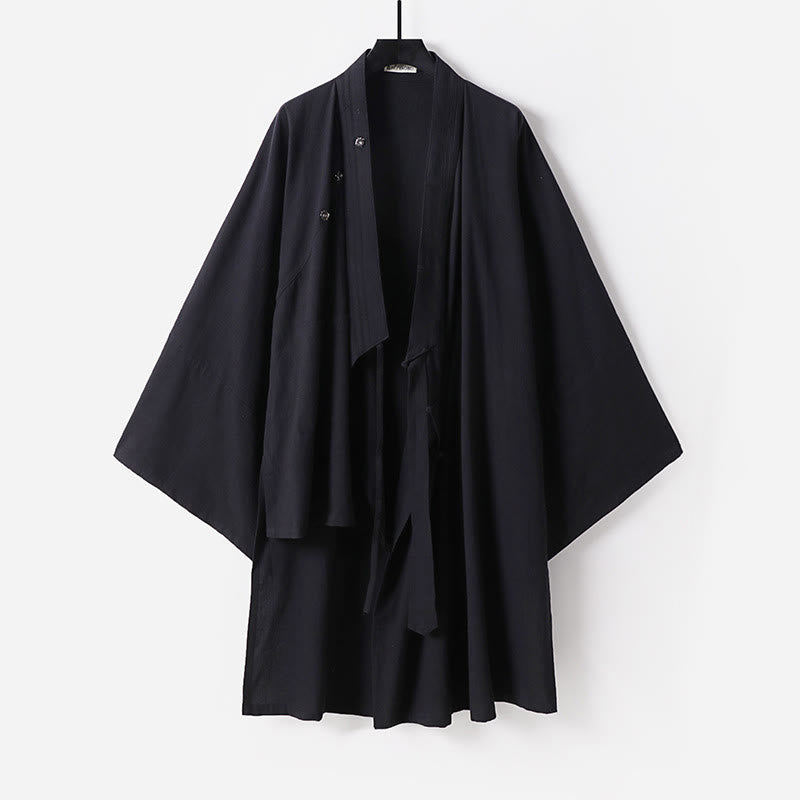 Buddha Stones Wudang Traditional Tai Chi Ceremony Three Quarter Sleeve Men's Taoist Long Robe - Black - US/UK/AU54，EU64 (9XL) - image 11