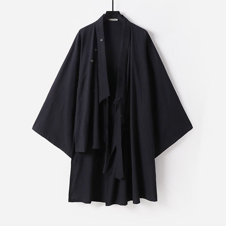 Buddha Stones Wudang Traditional Tai Chi Ceremony Three Quarter Sleeve Men's Taoist Long Robe - Black - US/UK/AU54，EU64 (9XL) - image 11