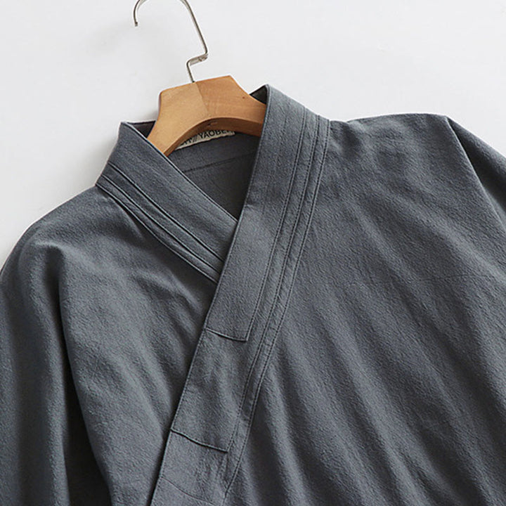 Buddha Stones Wudang Traditional Tai Chi Ceremony Three Quarter Sleeve Men's Taoist Long Robe - image 5