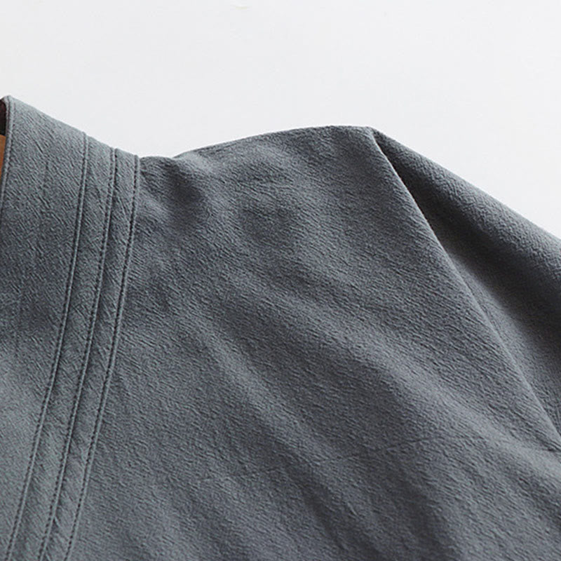 Buddha Stones Wudang Traditional Tai Chi Ceremony Three Quarter Sleeve Men's Taoist Long Robe - image 6