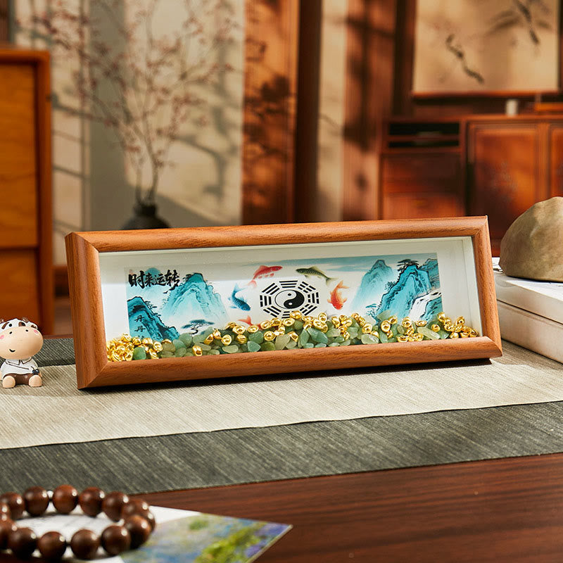 Buddha Stones Green Crystal Bagua Koi Fish Yin Yang Symbol Golden Ingot Photo Frame Ornament Home Decor - Style5 - Medium Density Fiberboard(9*30*4cm) - image 4