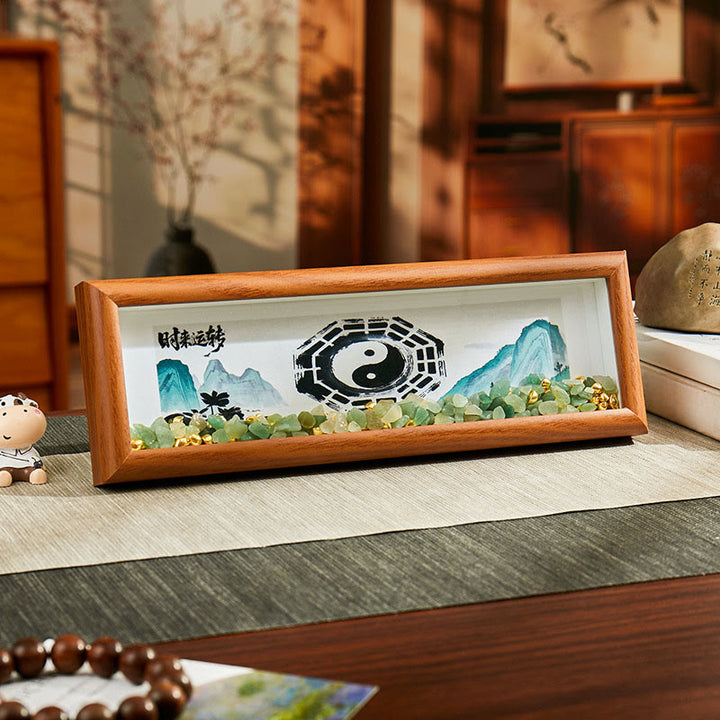 Buddha Stones Green Crystal Bagua Koi Fish Yin Yang Symbol Golden Ingot Photo Frame Ornament Home Decor - Style7 - Medium Density Fiberboard(9*30*4cm) - image 8