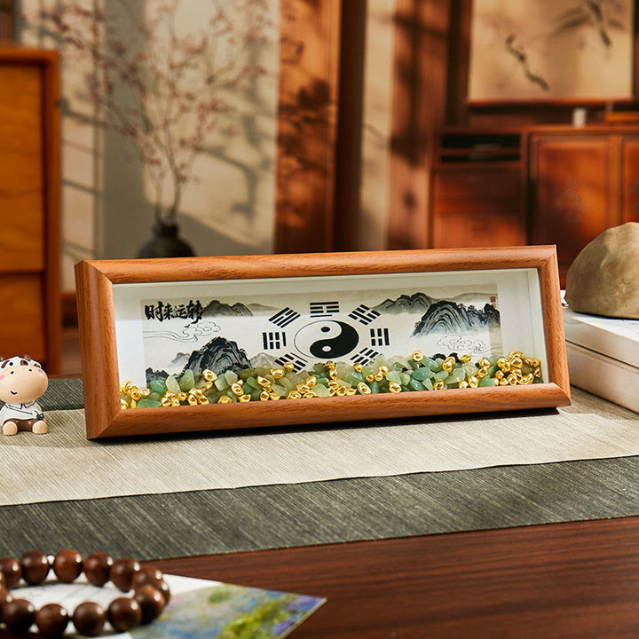 Buddha Stones Green Crystal Bagua Koi Fish Yin Yang Symbol Golden Ingot Photo Frame Ornament Home Decor - Style9 - Medium Density Fiberboard(9*30*4cm) - image 11