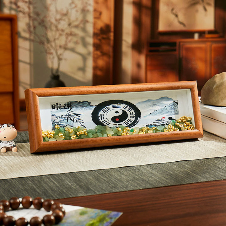 Buddha Stones Green Crystal Bagua Koi Fish Yin Yang Symbol Golden Ingot Photo Frame Ornament Home Decor - Style10 - Medium Density Fiberboard(9*30*4cm) - image 12