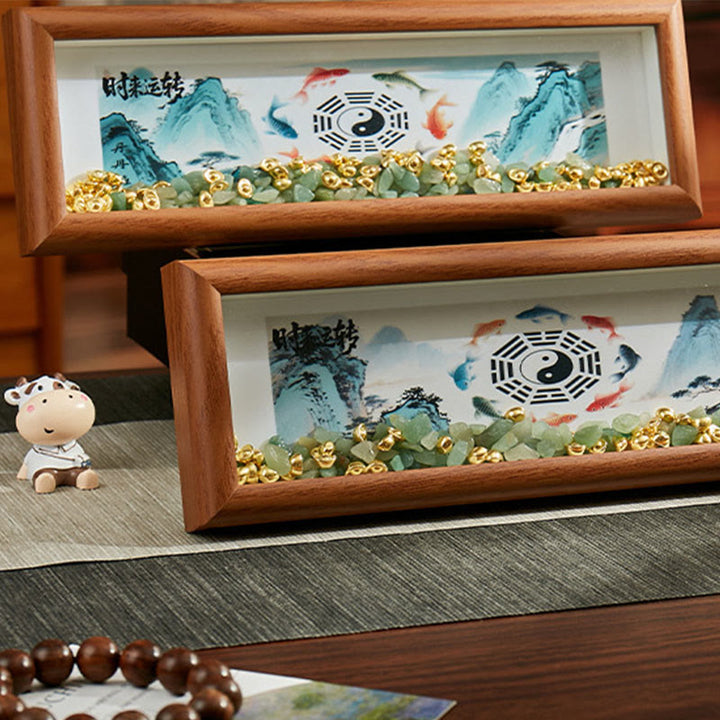 Buddha Stones Green Crystal Bagua Koi Fish Yin Yang Symbol Golden Ingot Photo Frame Ornament Home Decor - image 15