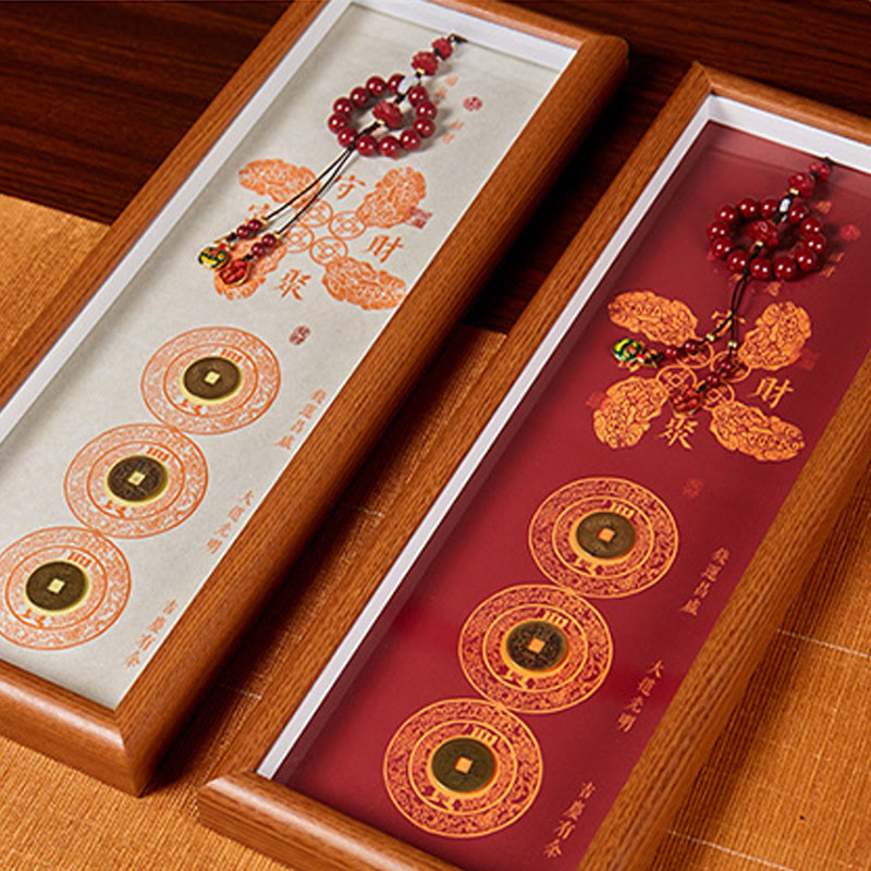 Buddha Stones Copper Coins Cinnabar Attract Fortune Blessing Photo Frame Ornament Home Decor - image 6