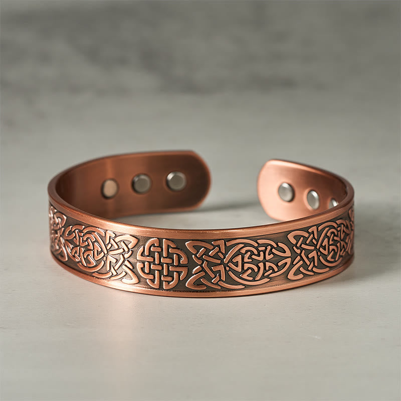 Buddha Stones Copper Abstract Line Pattern Open Luck Cuff Bracelet Bangle Ring - Copper Bracelet Bangle(Wrist Circumference: 15-18cm) - image 1
