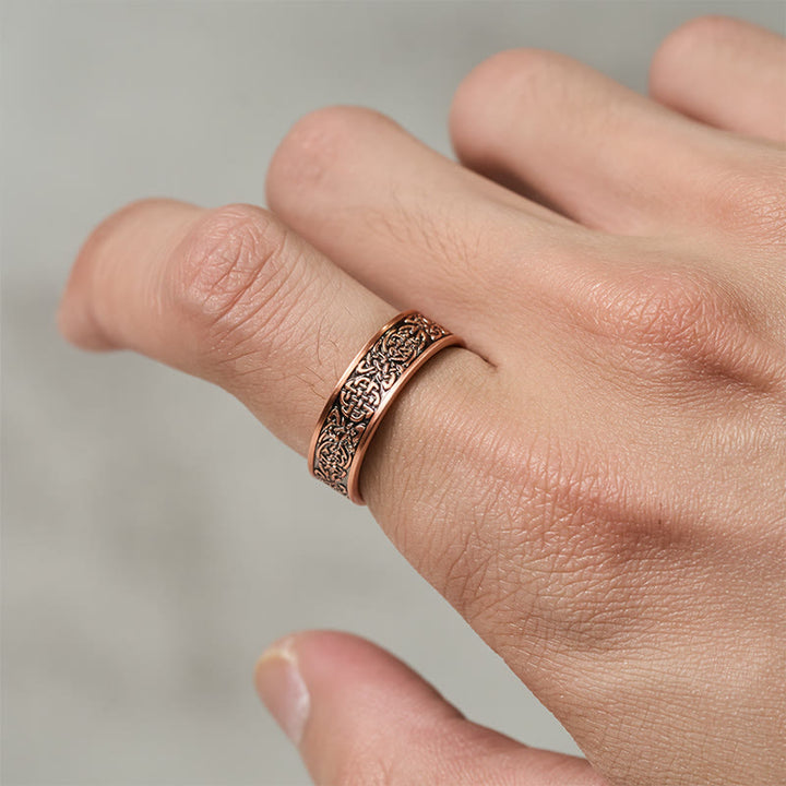 Buddha Stones Copper Abstract Line Pattern Open Luck Cuff Bracelet Bangle Ring - image 10