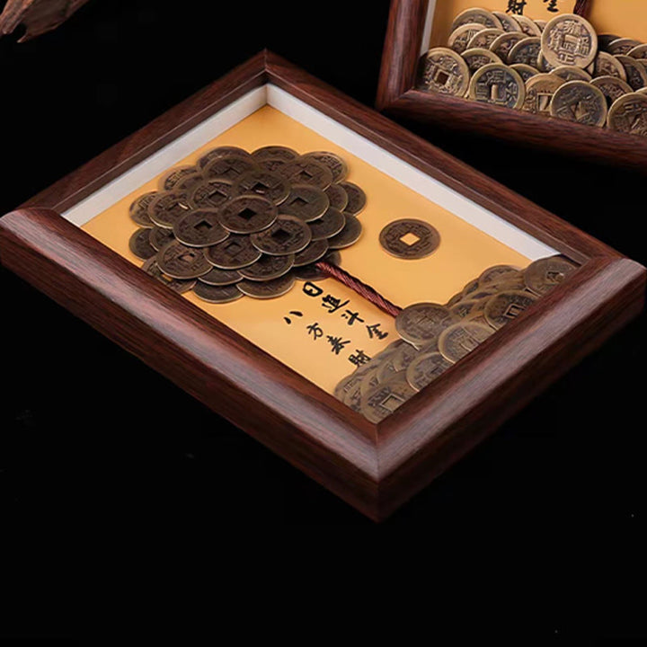 Buddha Stones Five-Emperor Coins Tree Attract Fortune Protection Photo Frame Ornament Home Decor - image 4