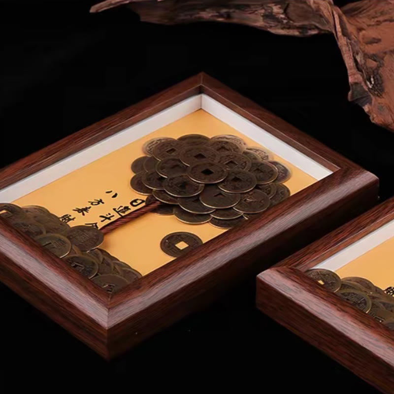 Buddha Stones Five-Emperor Coins Tree Attract Fortune Protection Photo Frame Ornament Home Decor - image 6