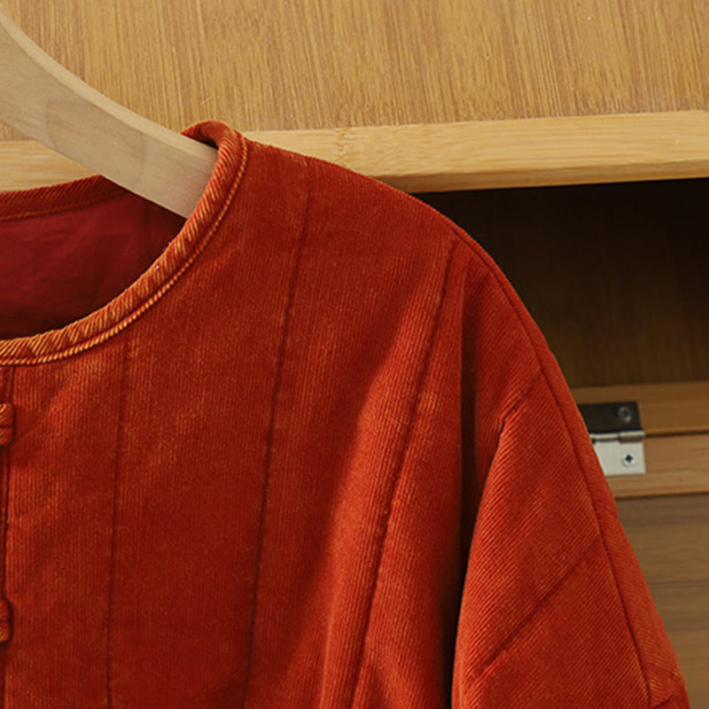 Buddha Stones Winter Frog-button Polyester Long Sleeve Corduroy Women's Jacket  - image 4