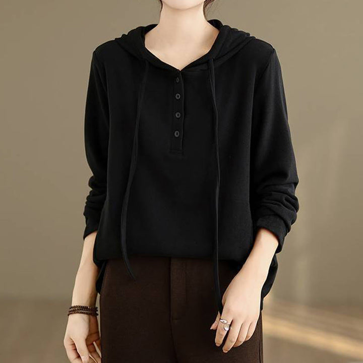 Buddha Stones Winter Solid Color Cotton Long Sleeve Women's Hoodie Has Hood - image 19