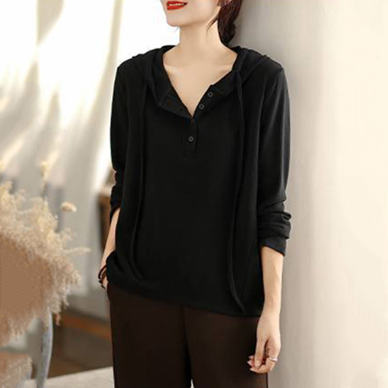 Buddha Stones Winter Solid Color Cotton Long Sleeve Women's Hoodie Has Hood - image 24