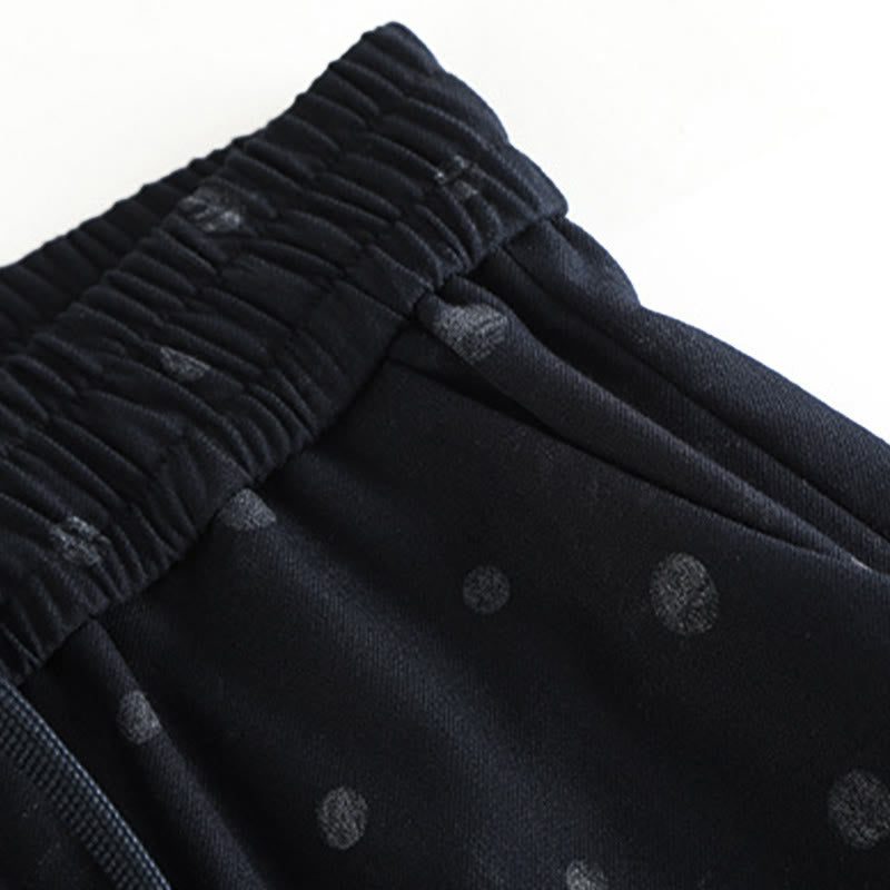Buddha Stones Casual White Dots Pattern Polyester Women's Wide Leg Pants With Pockets - image 4