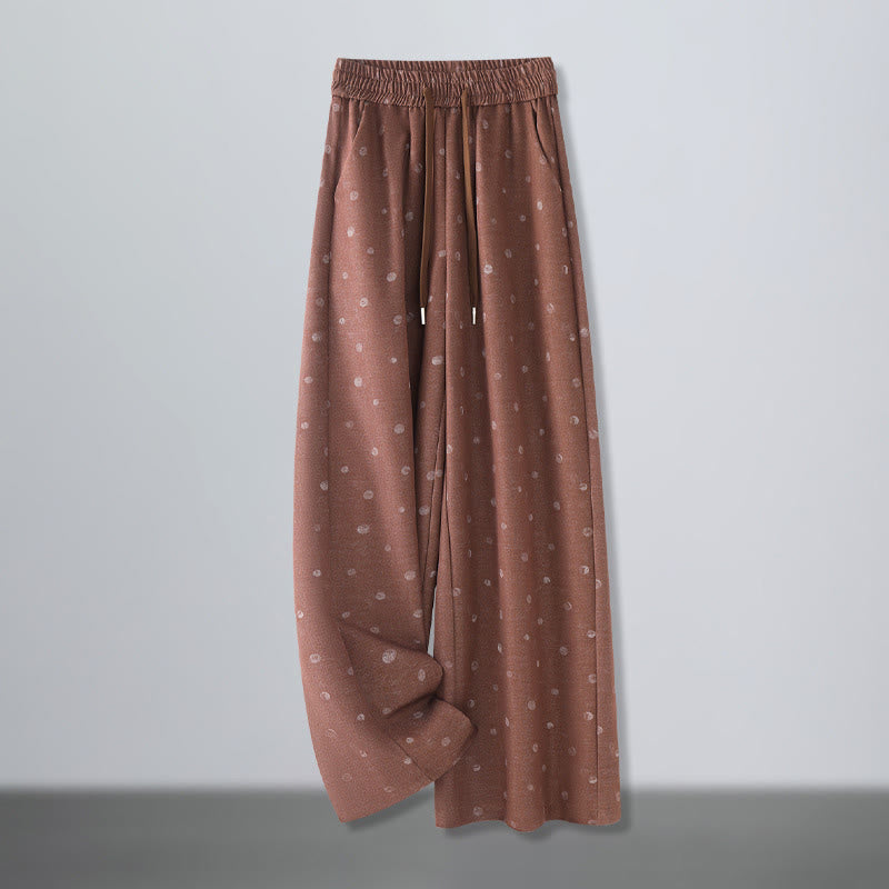 Buddha Stones Casual White Dots Pattern Polyester Women's Wide Leg Pants With Pockets - Sienna - US12，UK/AU16，EU44 (3XL) - image 5
