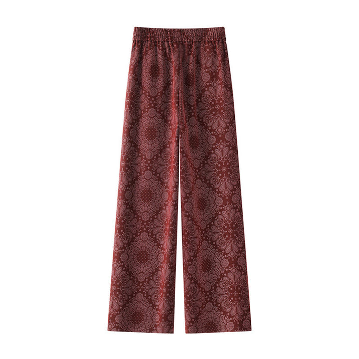 Buddha Stones Casual Floral Pattern Polyester Women's Wide Leg Pants With Pockets - image 6