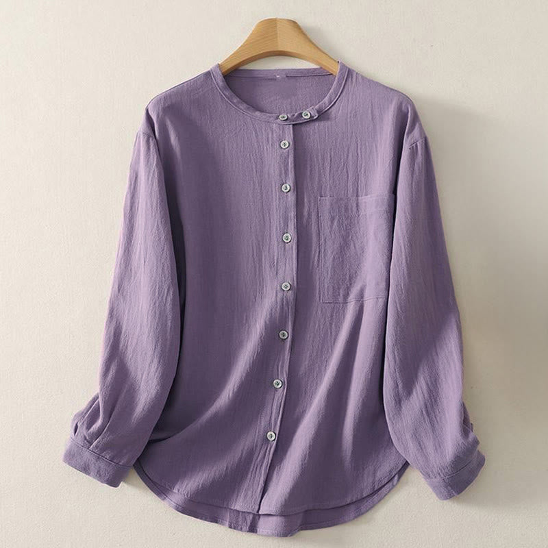 Buddha Stones Fall Crew Collar Long Sleeve Women's Polyester Shirt With Pockets - MediumPurple - US8-10，UK/AU12-14，EU40-42 (2XL) - image 6