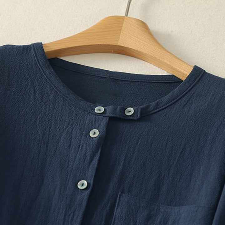 Buddha Stones Fall Crew Collar Long Sleeve Women's Polyester Shirt With Pockets - image 2