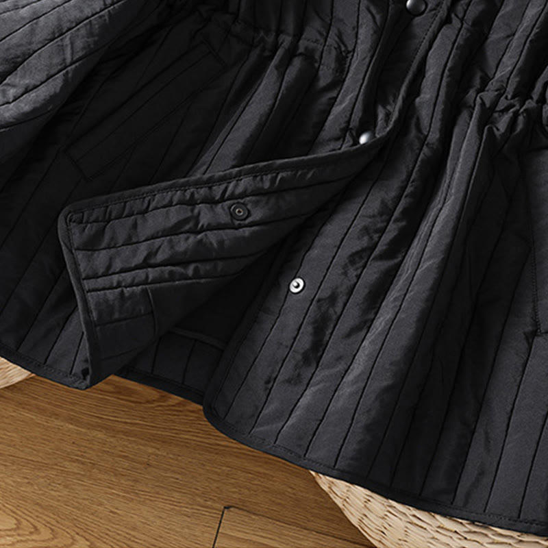 Buddha Stones Women's Plain Crew Neck Drawstring Design Long Sleeve Cotton Jacket With Pocket - image 7