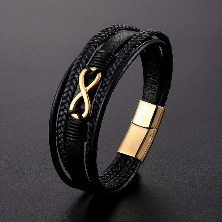 Buddha Stones Colorful Infinitely Titanium Steel Multilayered Leather Strengthen Bracelet - image 1