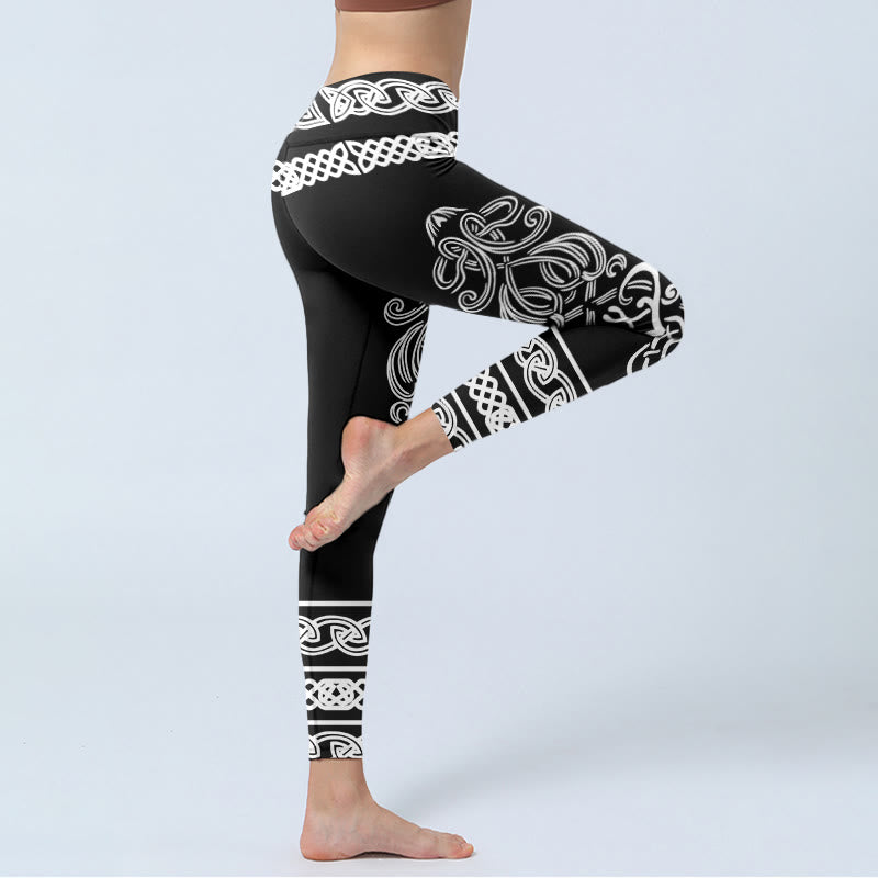 Buddha Stones Symmetrical Celtic Knot Pattern Print Gym Leggings Women's Yoga Pants - image 4