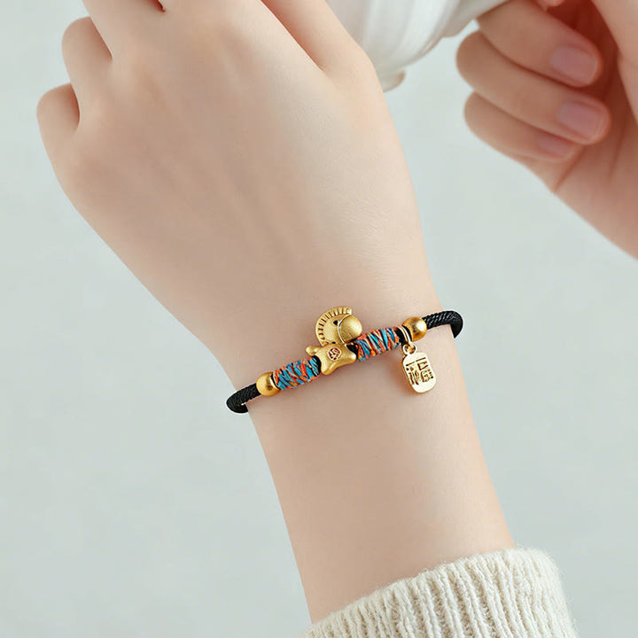 Buddha Stones 999 Sterling Silver Year Of The Horse Fu Character Charm Colorful String Rope Luck Bracelet - image 13