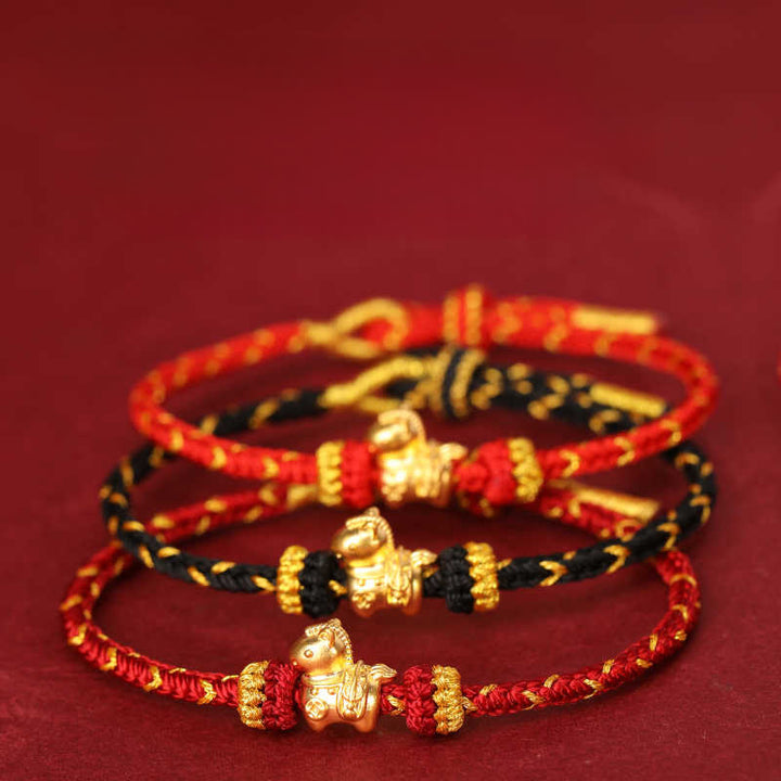 Buddha Stones 999 Gold Year Of The Horse Braided String Rope Luck Adjustable Bracelet - image 22
