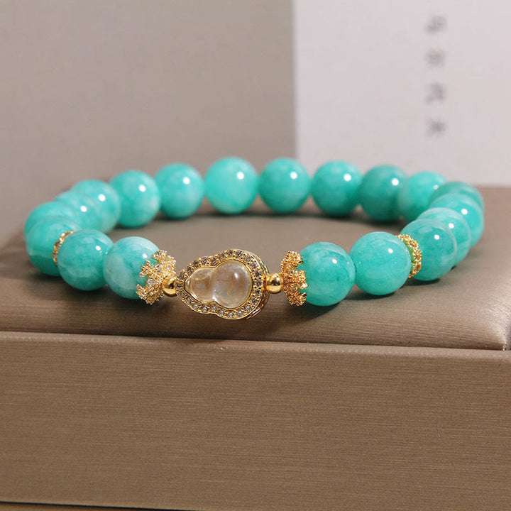 Buddha Stones Gourd Design Amazonite Stone Healing Confidence Beads Bracelet - image 1