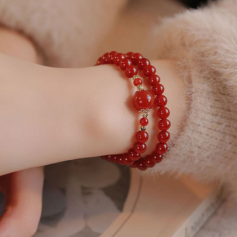Buddha Stones Double Wrap Red Agate Beaded Self-acceptance Confidence Bracelet - image 8