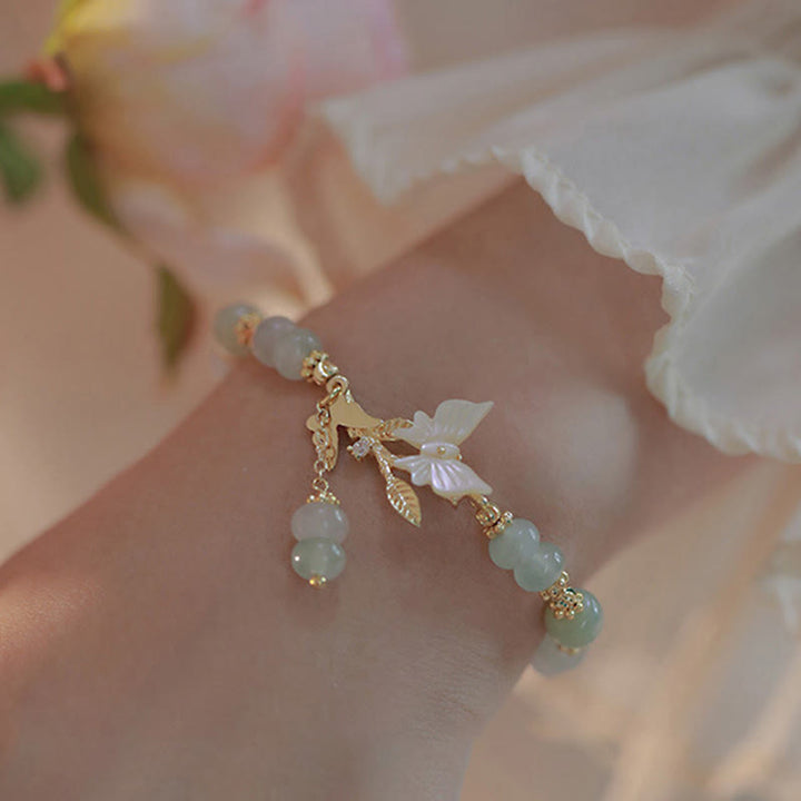 Buddha Stones Butterfly Charm Hetian Jade Adjustable Chain Prosperity Bracelet - image 3