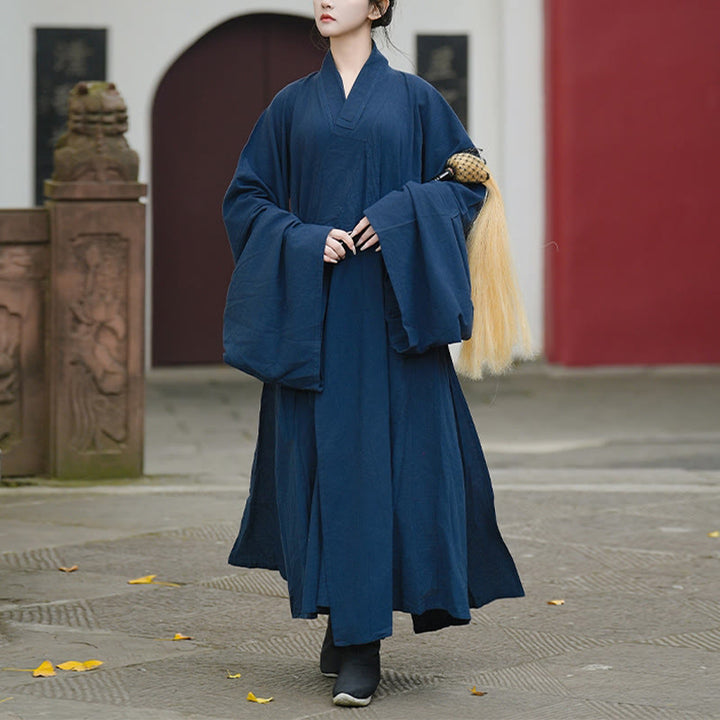 Buddha Stones Fall Winter Wudang Traditional Tai Chi Martial Arts Ceremony Linen Long Sleeve Unisex Taoist Long Robe - Narrow Sleeve - XL-FIT FOR US/UK/AU/EU-L - image 8