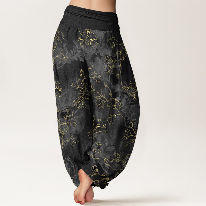 Buddha Stones Cotton Fresh Flower Bud Pattern Women's Elastic Waist Harem Pants - image 6