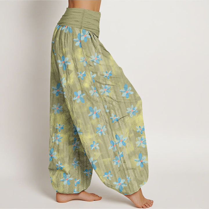 Buddha Stones Cotton Simple Style Flower Pattern Women's Elastic Waist Harem Pants - image 7