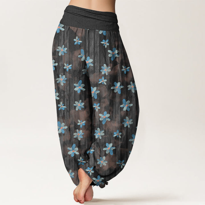 Buddha Stones Cotton Simple Style Flower Pattern Women's Elastic Waist Harem Pants - image 9