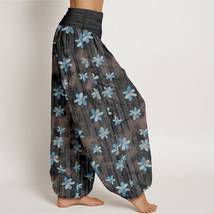 Buddha Stones Cotton Simple Style Flower Pattern Women's Elastic Waist Harem Pants - image 10