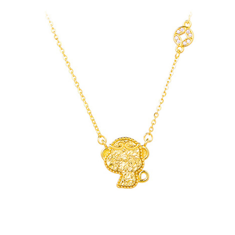 Buddha Stones Year Of The Horse Chinese Zodiac 925 Sterling Silver Coin Design Blessing Chain Necklace Pendants - Monkey - Silver(Blessing ♥ Protection) - image 25