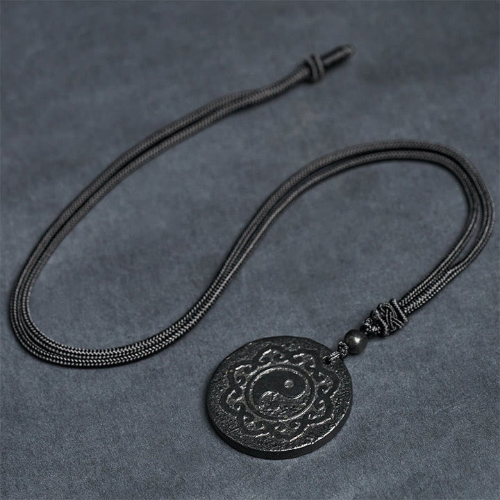 Buddha Stones Tai Chi Yin Yang Symbol Authentic Shungite Stone Inner Strength Necklace Pendant - image 8