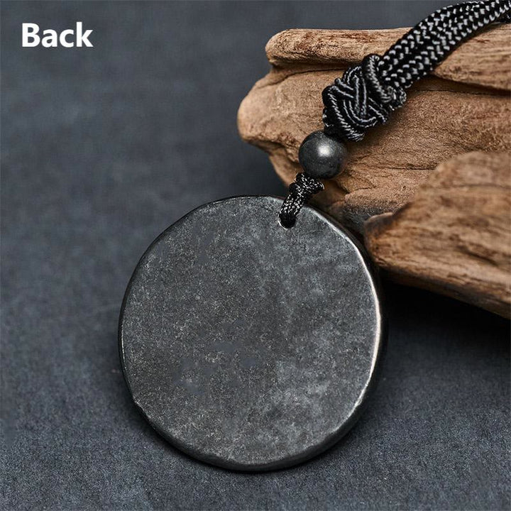 Buddha Stones Moon Star Round Design Authentic Shungite Stone Protection Necklace Pendant - image 8