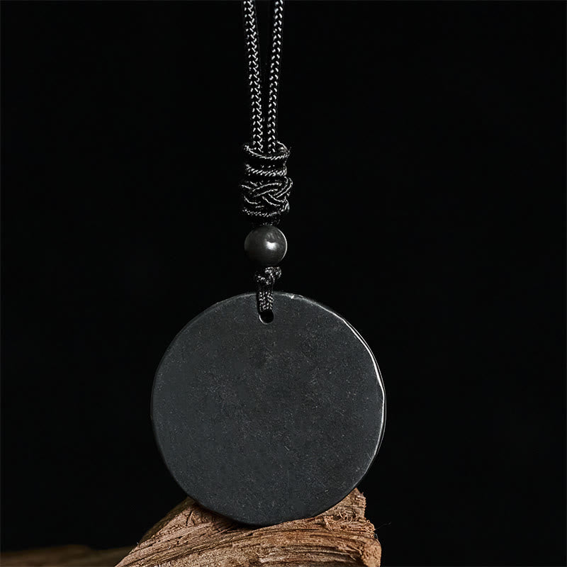 Buddha Stones Circle Simple Design Authentic Shungite Stone Protection Necklace Pendant - image 3
