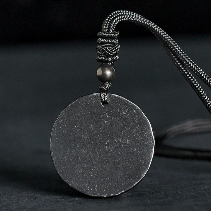 Buddha Stones Circle Simple Design Authentic Shungite Stone Protection Necklace Pendant - image 1