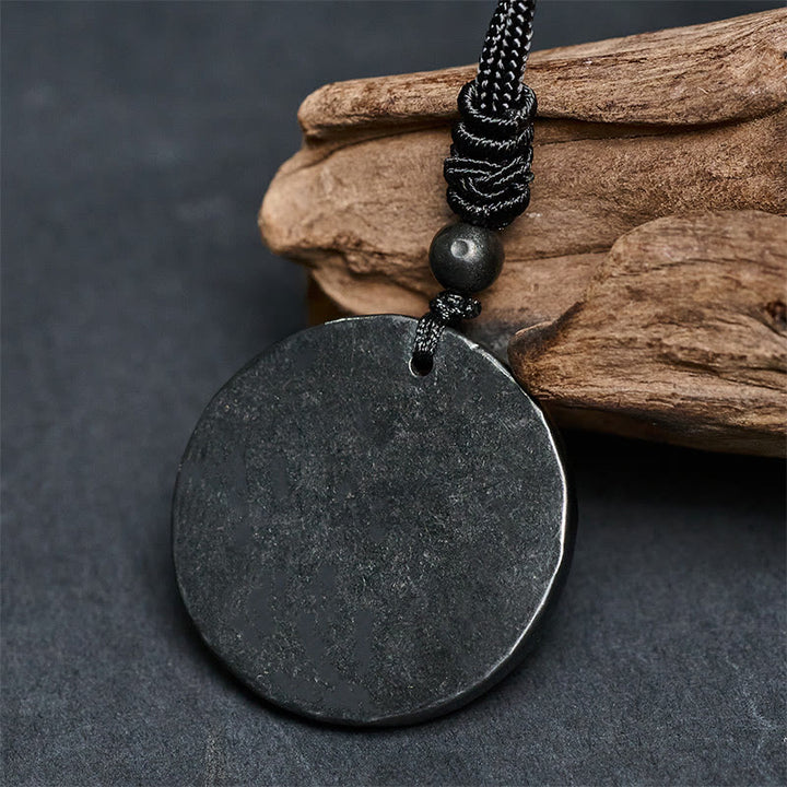 Buddha Stones Circle Simple Design Authentic Shungite Stone Protection Necklace Pendant - image 6