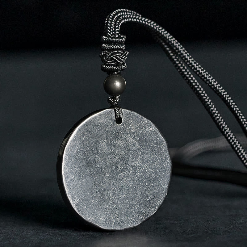 Buddha Stones Circle Simple Design Authentic Shungite Stone Protection Necklace Pendant - Shungite Stone(Protection ♥ Grounding) - 35-40mm - image 0