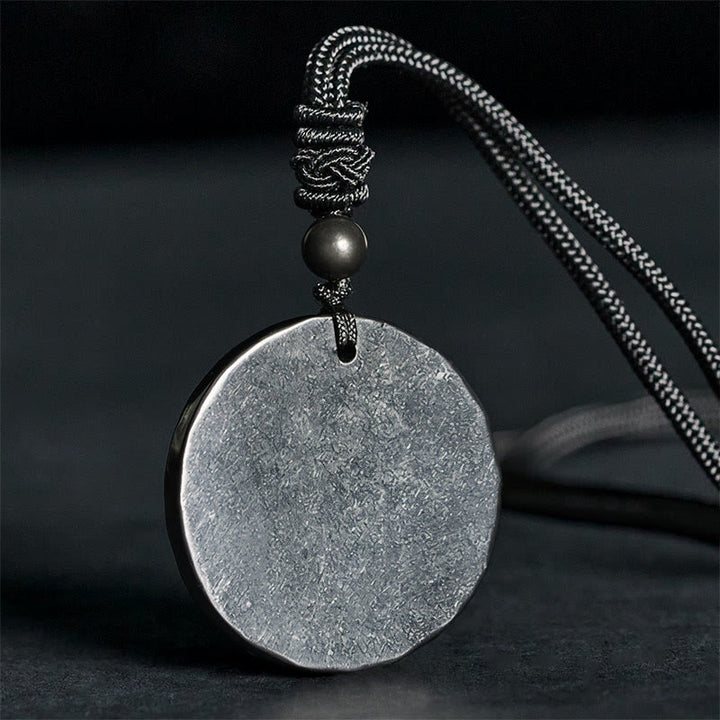 Buddha Stones Circle Simple Design Authentic Shungite Stone Protection Necklace Pendant - Shungite Stone(Protection ♥ Grounding) - 35-40mm - image 0