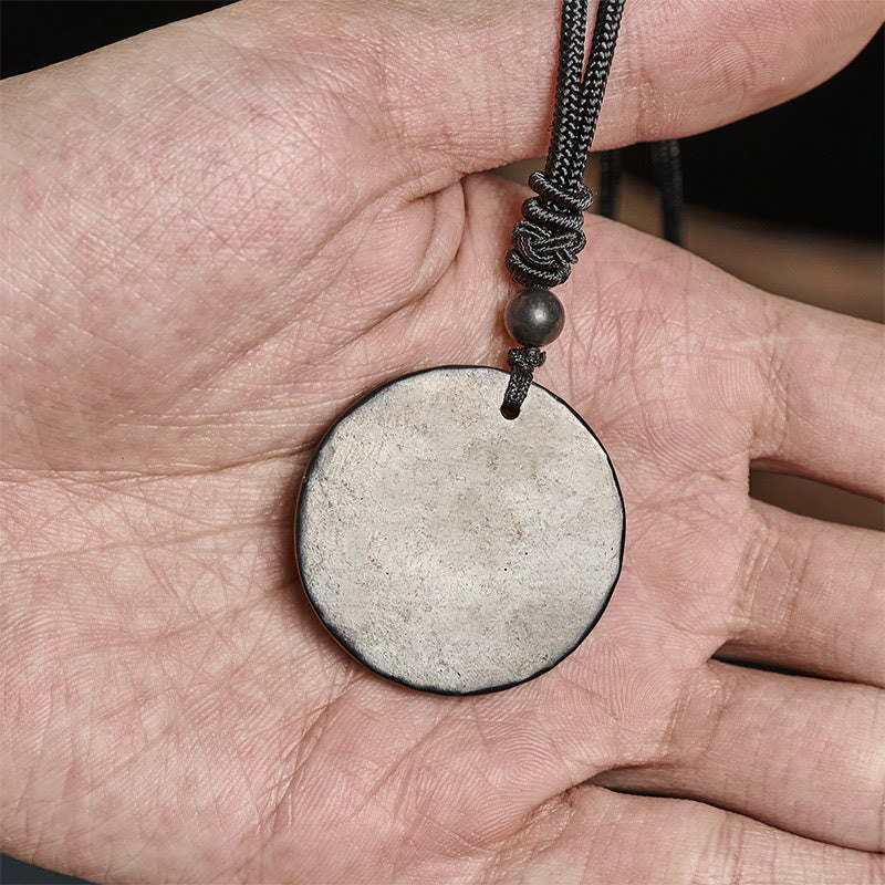 Buddha Stones Circle Simple Design Authentic Shungite Stone Protection Necklace Pendant - image 7