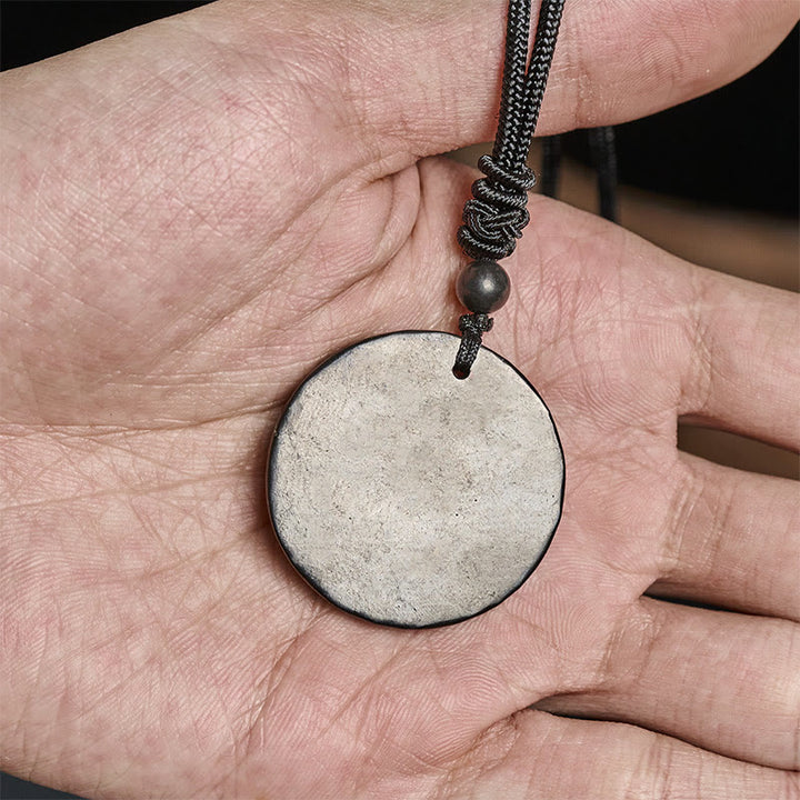 Buddha Stones Circle Simple Design Authentic Shungite Stone Protection Necklace Pendant - image 7