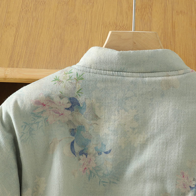 Buddha Stones Frog-button Flower Pattern Crew Neck Thickened Long Sleeve Women's Coat  - image 14