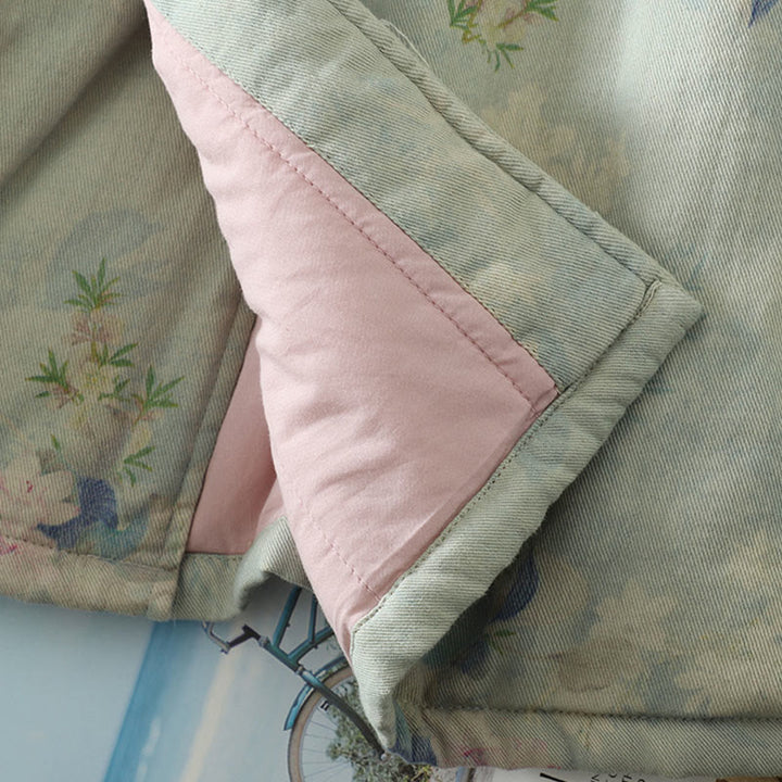 Buddha Stones Frog-button Flower Pattern Crew Neck Thickened Long Sleeve Women's Coat  - image 20