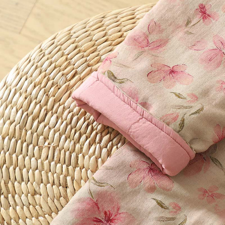 Buddha Stones Frog-button Flower Pattern Crew Neck Thickened Long Sleeve Women's Coat  - image 5