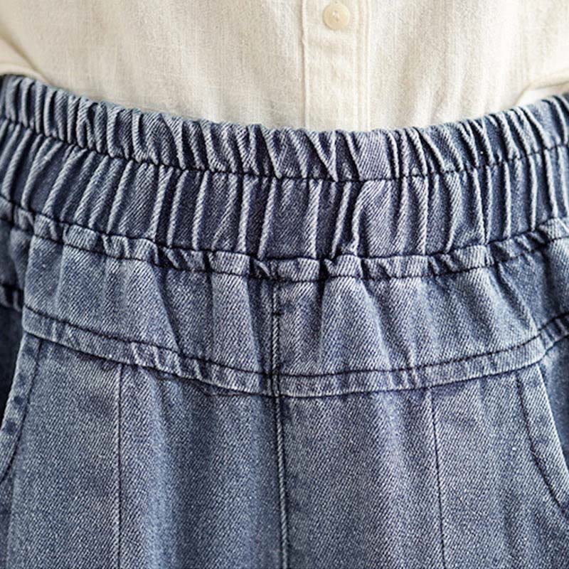 Buddha Stones Fall Vintage Distressed Design High Waist Women's Wide Leg Pants With Pockets - image 6