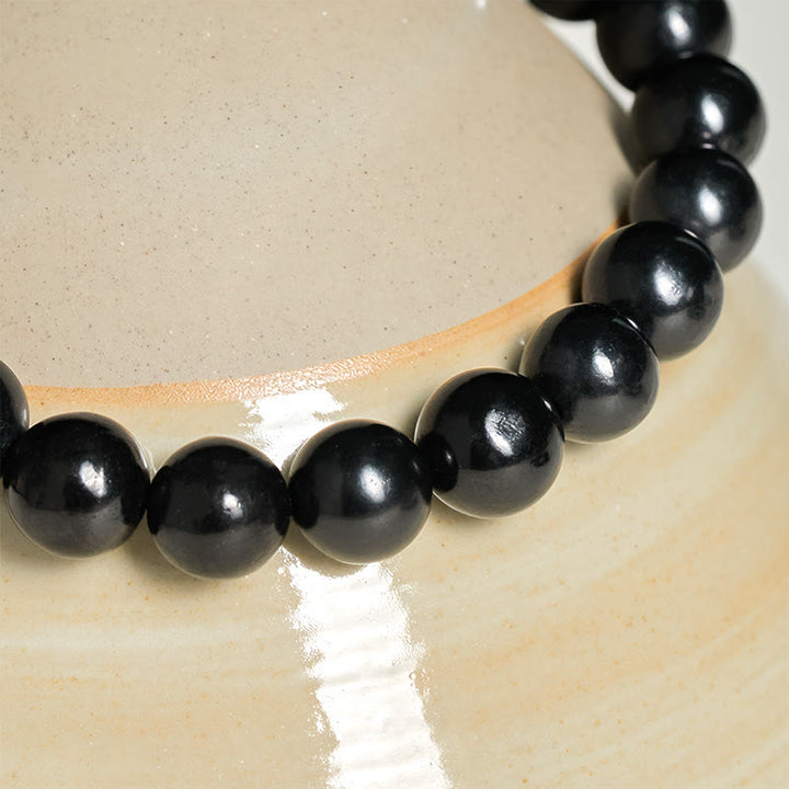 Buddha Stones Round Authentic Shungite Stone Inner Strength Beaded Bracelet - image 10